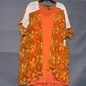 Women’s CURE lace print kimono and dress set size 2 XL